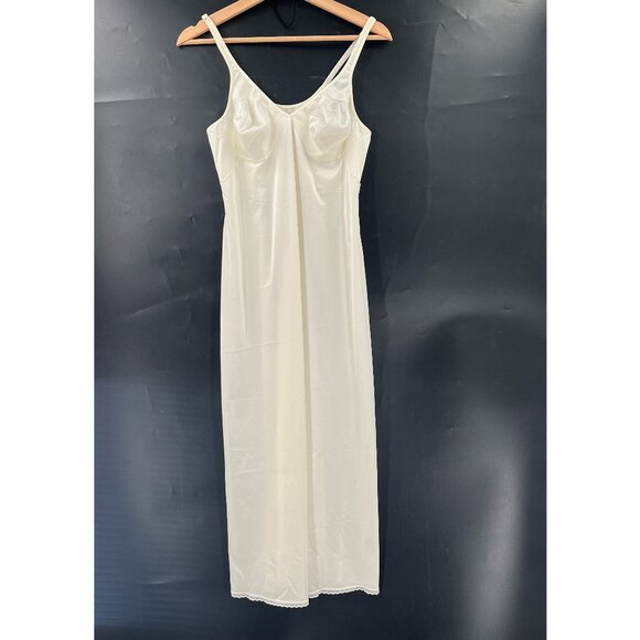 Vanity Fair full slip dress  ivory 100% nylon nightgown pin-up 38 32"/44 - Picture 1 of 10